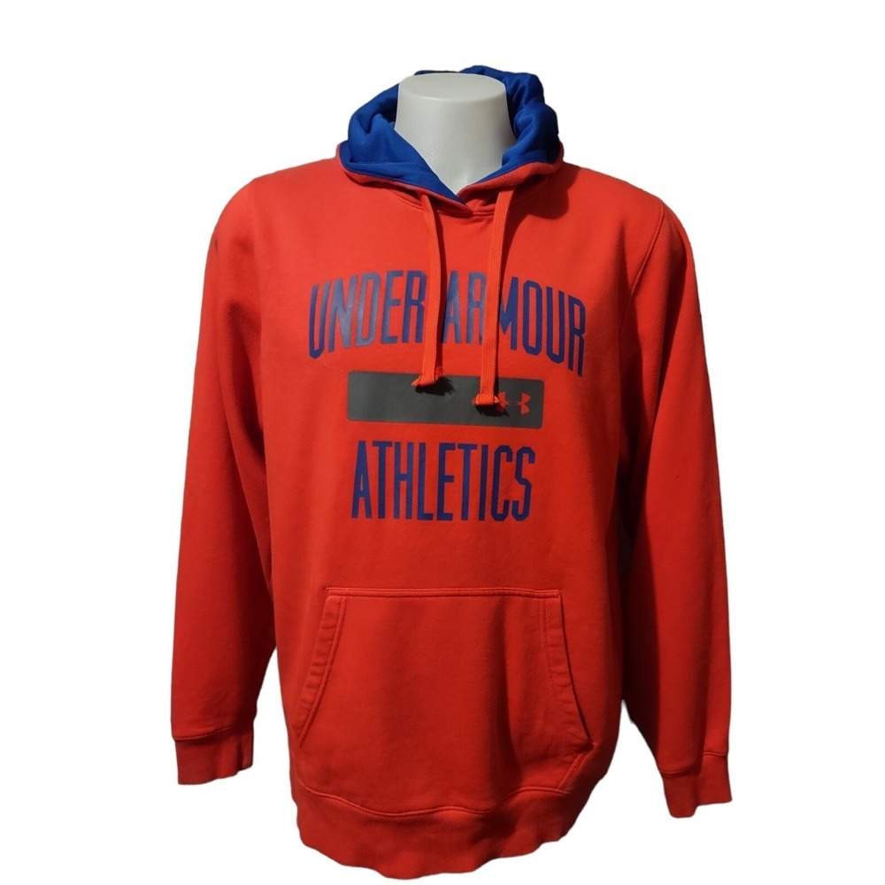 Under Armour Hoodie Large Mens Pullover Drawstring Pocket Loose UA Athletics Red